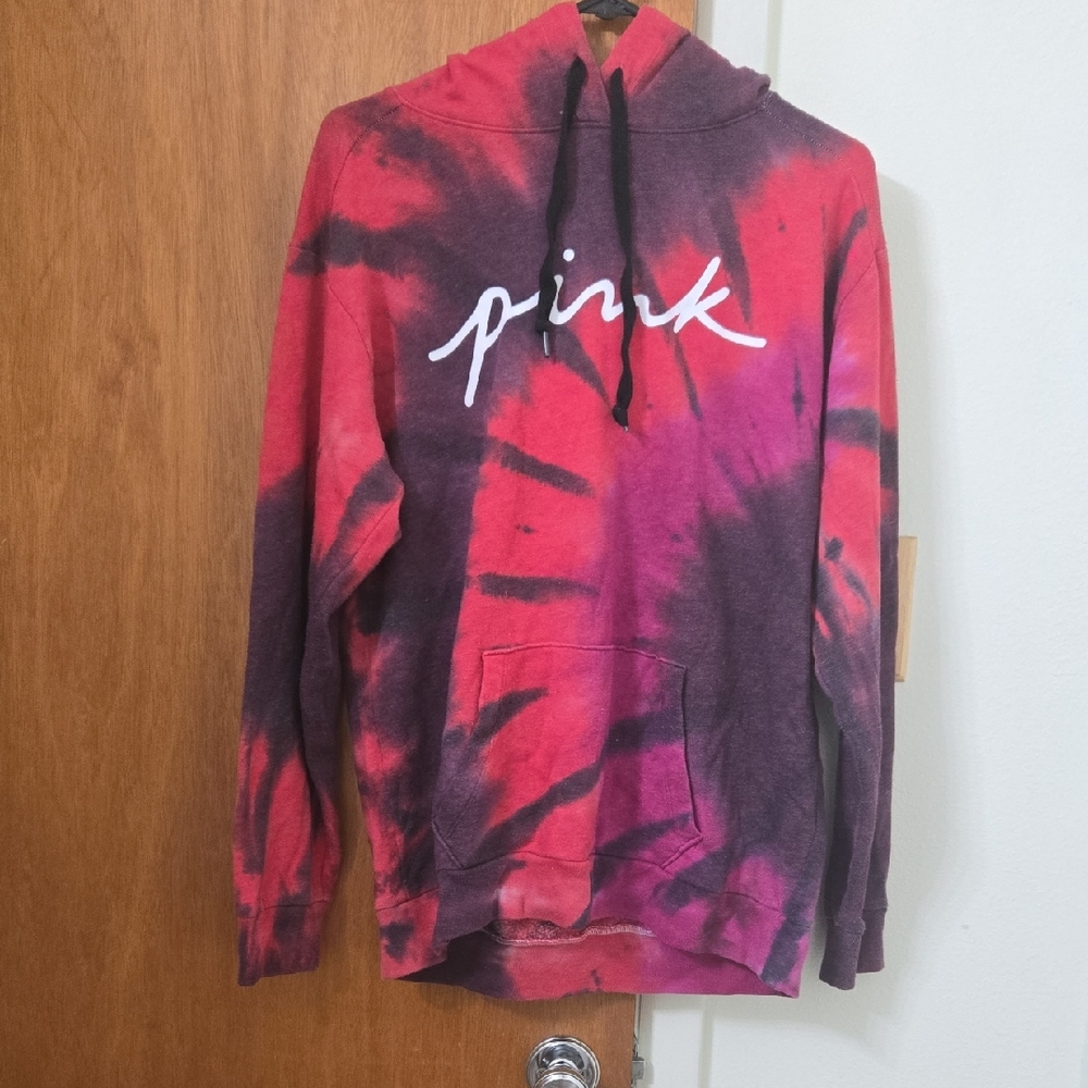 PINK Victoria's Secret Red & Purple Tie-Dye Hoodie